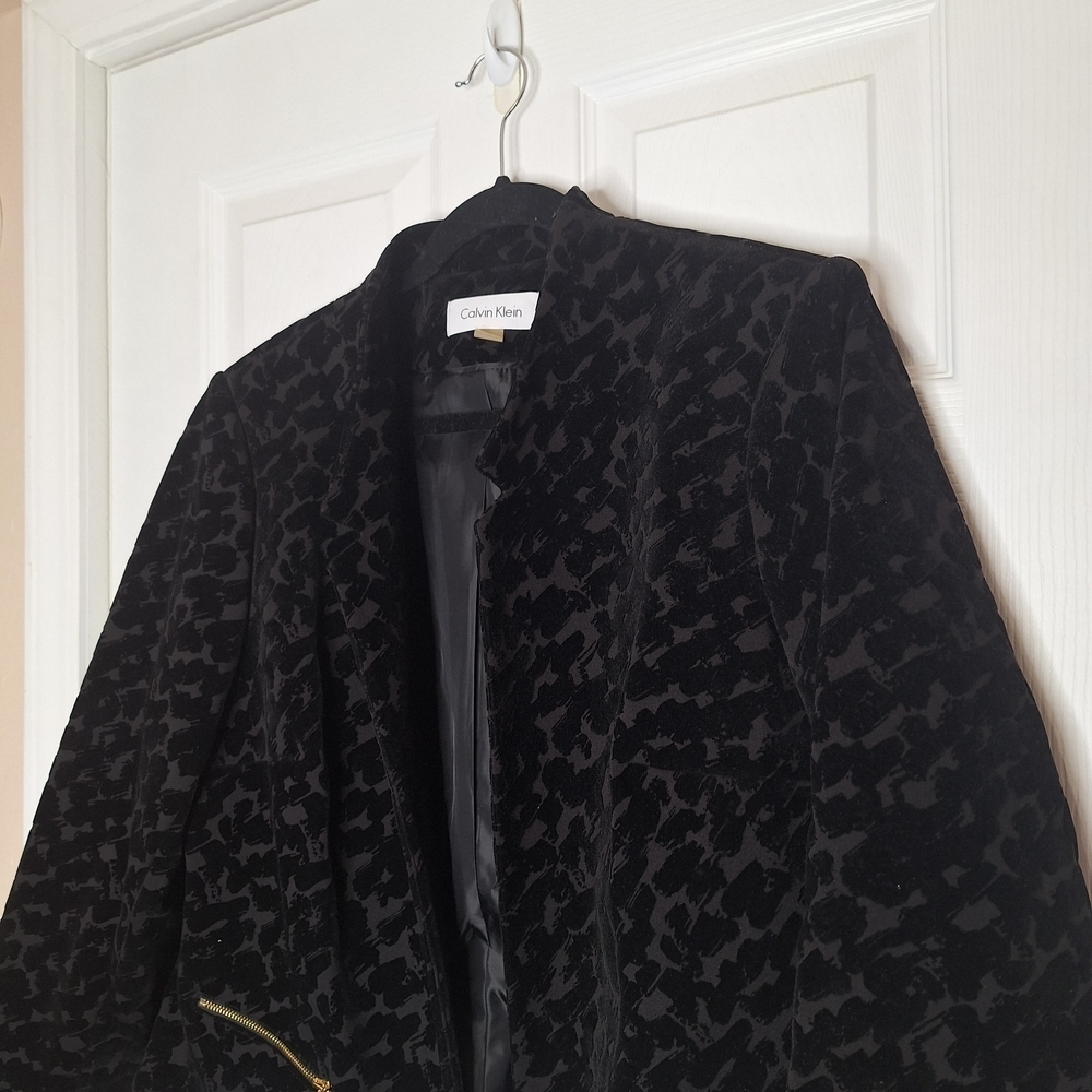 Calvin Klein Black Patterned Women's Jacket Size 16W - Picture 2 of 5